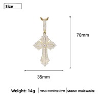 Pendentif Croix en Argent Sterling S925 Style Hip Hop, Breloque Religieuse pour Hommes et Femmes, Cadeau de Fête