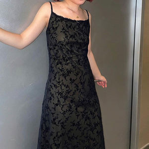 Robe nuisette d'été pour femme, style Y2K vintage, en maille florale avec empiècements en dentelle |   Robe décontractée à bretelles spaghetti - Product Image 4