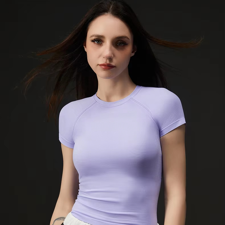 Women's Lightweight Summer Athletic Yogini Fitness Running T-Shirt Quick-Drying High Elastic Breathable Yoga Top Short