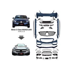 Kit de Carrocería de Conversión para <span class=keywords><strong>Benz</strong></span> W205 Actualización a Estilo <span class=keywords><strong>AMG</strong></span> con Parachoques, Parrilla, Capó, Guardabarros, Difusor Trasero y Faldones Laterales 2015-2018 - Product Image 1