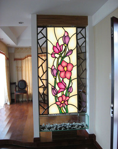 Vitrail en soie style Tiffany, style vintage/ins, pour cloison de fenêtre, motif personnalisé fait à la main, résistant aux rayures - Product Image 4