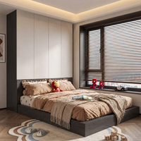 Lit enfant tatami intégré minimaliste italien, lit d'étudiant personnalisé avec bureau et rangement armoire