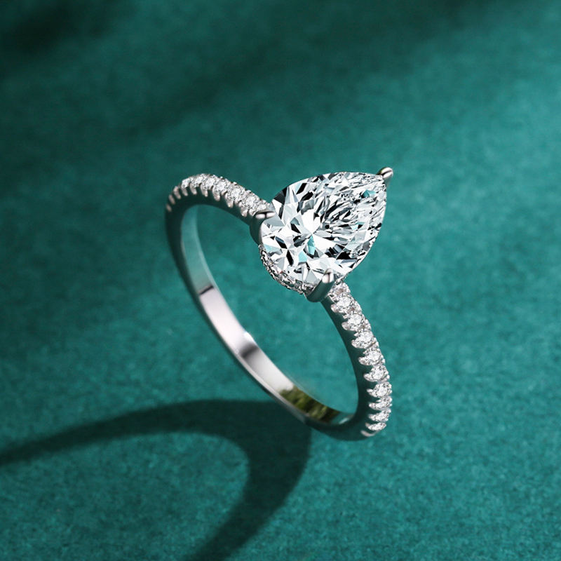 Ailmay 100% 925 Sterling Silver Luxury Water Drop Shape 5A Cubic Zirconia  Finger Ring for Women Classic Fashion Wedding Jewelry