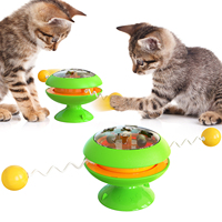 Jouet interactif pour chat avec balle rotative à ressort et ventouse multifonction fantaisie pour animaux de compagnie, avec herbe à chat