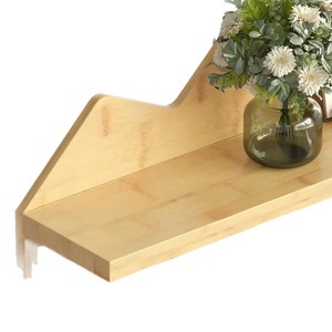 Wall Mounted Wooden <b>Shelf</b> With <b>Hooks</b> For Entryway Storage And Coat Rack Multifunctional Organizer - Product Image 2