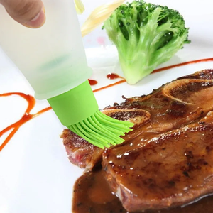 1PC Silicone Oil Bottle Brush Dispenser with Barbecue Oil Brush Portable Outdoor <b>BBQ</b> Accessory Kitchen Baking Gadget - Product Image 2