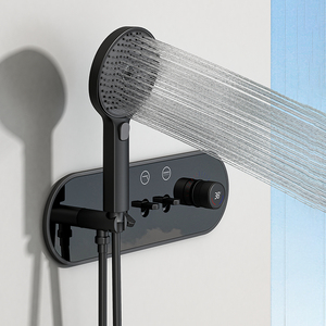 Set doccia termostatico multifunzione a parete in ottone rubinetto a pulsante pioggia Spray nascosto Mixer digitale per bagni - Product Image 3