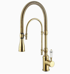 Fregadero de Cocina Europeo de Titanio Dorado, Grifo Giratorio con Doble Salida de Agua y Rociador de Agua Fría y Caliente - Product Image 1