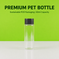 Bouteilles en plastique transparentes PET de 60 ml à large ouverture, vides, pour emballages de capsules, soins de la peau, pilules