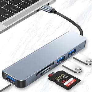 USB C集线器3.0型C 5 IN 1多分离器适配器，带TF SD阅读器插槽，用于Macbook Pro 13 15 Air Pro PC电脑配件