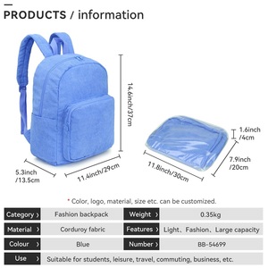 <span class=keywords><strong>Sac</strong></span> à <span class=keywords><strong>dos</strong></span> personnalisé pour étudiants, <span class=keywords><strong>sac</strong></span> à <span class=keywords><strong>dos</strong></span> en velours côtelé léger, <span class=keywords><strong>sac</strong></span> à <span class=keywords><strong>dos</strong></span> mignon pour garçons et filles, <span class=keywords><strong>sac</strong></span> à <span class=keywords><strong>dos</strong></span> scolaire - Product Image 6