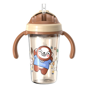 Cartoon Children's <b>Straw</b> Cup 300ml <b>Plastic</b> With Handle For 1-2 Years Kids <b>Drinking</b> Water - Product Image 4