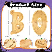 Set di 3 Taglieri in Bambù per Halloween con Scritta 'Boo' (con 14 Palloncini), Decorazione per Tavola, Vassoio per Alimenti