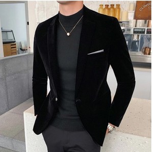 2025 Autumn Men's <strong>Velvet</strong> Casual Suit <strong>Jacket</strong> Fashionable Light Luxury Style Fashion Slim Fit High Quality Plus Size Suit <strong>Jacket</strong> - Product Image 3