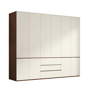<span class=keywords><strong>Armoire</strong></span> murale sur mesure |   <span class=keywords><strong>Armoire</strong></span> de chambre à coucher de style moderne |   Design segmenté bicolore avec vitrine et coiffeuse - Product Image 1