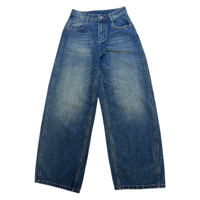 Jean large taille haute pour femme avec strass, style vintage délavé, coupe ample et décontractée, pantalon en denim tendance streetwear – Collection 2026 à succès