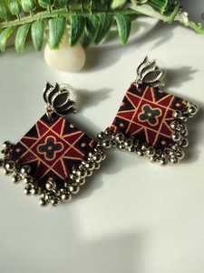 ต่างหูแบบผ้าทำมือต่างหูน้ำหนักเบาพร้อมออกซิไดซ์ทำงานนอกสถานที่แบบลำลองต่างหูแนวโบฮีเมียนเก๋ไก๋ - Product Image 2