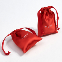 Pochette à bijoux en satin rouge personnalisée Boyang avec cordon de serrage pour collier et boucles d'oreilles