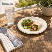 Assiette à gâteau jetable ronde en pulpe de canne à sucre biodégradable et écologique de 6 pouces, en bagasse naturelle, pour servir les aliments