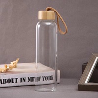 Bouteille d'Eau de Sport en Verre à Boire Directement Anti-Fuite de Haute Qualité avec Couvercle en Bambou et Corde, Logo Personnalisé, 150 ml 300 ml 420 ml 500 ml