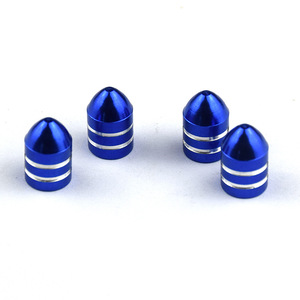 Tapas de Válvula en Forma de Bala de Aleación de Aluminio, Tapas de Válvula de Acero Inoxidable Azules Estilo Americano para Neumáticos de Coche sin Cámara - Product Image 1