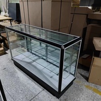 Vitrine à bijoux personnalisable en MDF et verre - Vitrine éclairée par LED avec étagères réglables pour les magasins de détail des centres commerciaux
