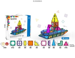 Ensemble de blocs de construction magnétiques multi-styles avec château, char, bateau pirate, jouets éducatifs STEM, pour les enfants de 3 ans et plus, apprentissage préscolaire - Product Image 4