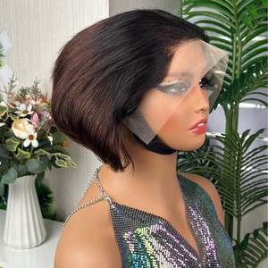 วิกผมสั้นทรงพิกซี่คัท SDD |   ลูกไม้โปร่งใสแบบ 13x4 สำหรับด้านหน้า |   ผมแท้บราซิลสำหรับผู้หญิง - Product Image 1