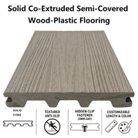 Planches de terrasse WPC semi-capsulées co-extrudées pour extérieur 150mmx23mm, modernes, lisses, écologiques, imperméables pour jardin, patio, cour et terrasse