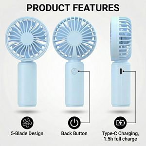 New Arrivals Custom LOGO USB Rechargeable Portable Cooling Plastic Pocket <b>Fan</b> <b>Electric</b> <b>Mini</b> Handheld Outdoor Household Use Touch - Product Image 4