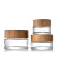 Conteneur de poudre en verre Portable 100ml, crème cosmétique de voyage, bricolage, couvercle en bambou, pot en verre