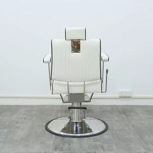 Silla de Barbero Sulin Elegante de Cuero Blanco, Bomba Hidráulica de Alta Resistencia, Respaldo Ajustable, Estructura Metálica, Duradera y Atractiva - Product Image 3