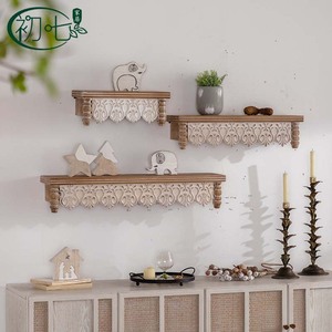 Estante de Pared Rectangular de Madera Maciza Tallada Yan Yujia, Unidad de Exhibición Montada en la Pared, Estilo Rústico Americano - Product Image 3