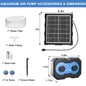 Oxygen Pump Timer Solar Tank Aerator Adjustable <b>Bubble</b> Pump Two Modes Operation Small Fish Tank Small Pond Aeration - Product Image 6