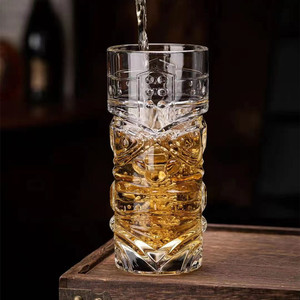 Verre à eau en cristal style tiki, sans plomb, 410ml, design Unique, nouveau design - Product Image 4