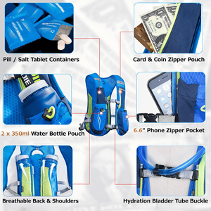 Chaleco de Hidratación para Correr, Mochila para Correr, Carreras de <span class=keywords><strong>Trail</strong></span>, Maratón, Ciclismo, Senderismo - Product Image 3