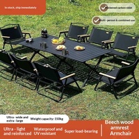 Table pliante en acier au carbone pour l'extérieur et chaise Kermit, ensemble de pique-nique portable, équipement de pêche et de camping ultra-léger, plage