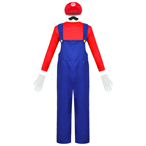 Paquete de 4 accesorios de disfraz de <span class=keywords><strong>Mario</strong></span> <span class=keywords><strong>Bros</strong></span> con mono, <span class=keywords><strong>gorra</strong></span> Luigi Hats, bigotes, guantes blancos para disfraz de Cosplay elegante - Product Image 3
