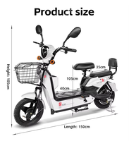 Vélo Électrique Urbain à Cadre en Acier 14 pouces, Moteur Brushless 350W 48V à Moyeu Arrière, Assistance au Pédalage, Batterie Plomb-Acide 15AH/13AH, Capteur Électronique, 3 Vitesses, Frein à Tambour