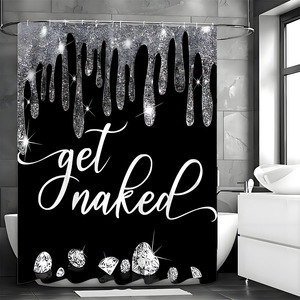 Cortina <span class=keywords><strong>de</strong></span> Ducha Plegable <span class=keywords><strong>de</strong></span> Poliéster Grueso con Impresión Personalizada, 180x180cm, Impermeable, con 12 Ganchos, Ecológica, Antimoho, Diseño 3D - Product Image 1