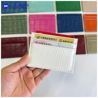 Dompet Kartu Kulit Laserable Pulsen Factory, Desain Tipis 5 Slot, Dompet Kulit Buaya Tempat Kartu Bisnis dan Kartu Kredit