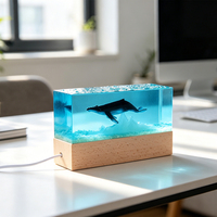 Lampe de table LED en résine en forme de mini baleine, avec USB, thème marin, lumière de nuit iceberg, souvenir de plage, cadeau d'anniversaire, vente en gros