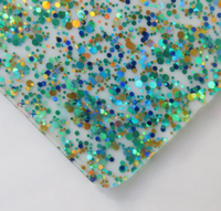 Feuille acrylique bleue pailletée 1/8 avec points de paillettes turquoise, double face, pour découpe laser CO2, ornements DIY, marque-pages, sous-verres et cadeaux personnalisés