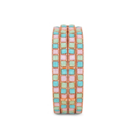 Bracelet Kada en métal tendance avec embellissement décoratif multicolore rose Pista et pierres de surf, style ethnique indien traditionnel