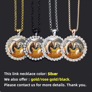 Bijoux de <span class=keywords><strong>cheval</strong></span> lumineux strass verre dôme pendentif en cristal personnalisation personnalisée <span class=keywords><strong>collier</strong></span> en argent - Product Image 4