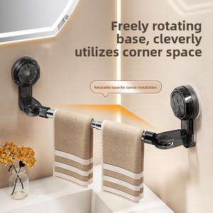 Porte-serviettes à <span class=keywords><strong>ventouse</strong></span> sans perçage pour salle de bain, tringle de <span class=keywords><strong>douche</strong></span> réglable, étagère de rangement, organisateur de serviettes de bain en acier inoxydable - Product Image 3