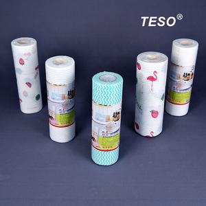 Rouleau de chiffons de cuisine écologiques en pulpe de bois PP organique non tissé, lavables, pour la maison et la voiture, marque <span class=keywords><strong>TESO</strong></span> - Product Image 5