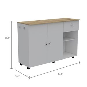 Sayville 2-Drawer 2-<b>Shelf</b> Kitchen Island White and <b>Pine</b> Dual Storage Cart - Product Image 6