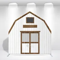Support de toile de fond rustique blanc 7x7 pieds, structure en aluminium robuste de 32 mm, arche pentagonale, pour décoration de fête d'anniversaire sur le thème de la ferme