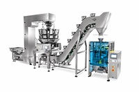 Machine d'emballage automatique multi-têtes avec peseuse, élévateur pneumatique de haute précision et emballage de sachets à scellage arrière pour produits fragiles